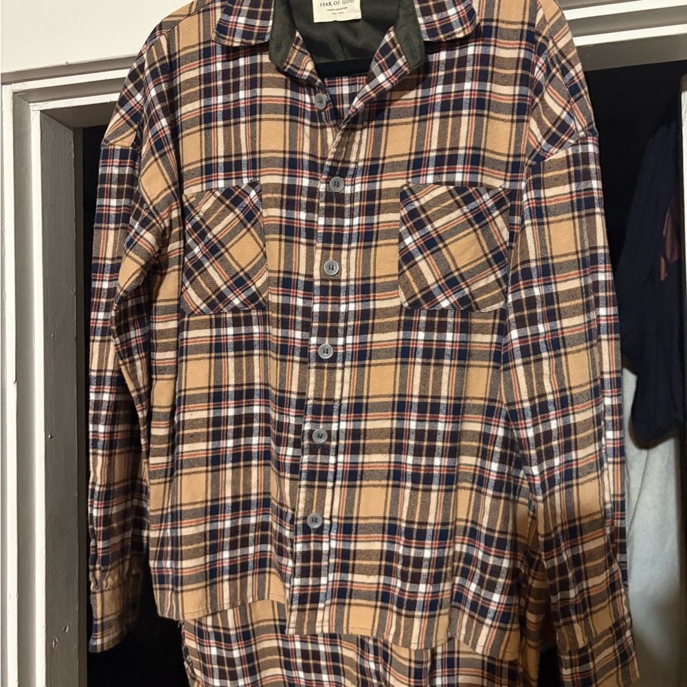 Fear of God Black and Brown Plaid Shirt